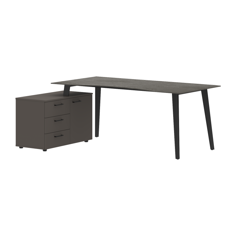 Стол руководителя с тумбой JCT 1813(L) Орех Мокко/Антрацит 1800х1300х750 JAY