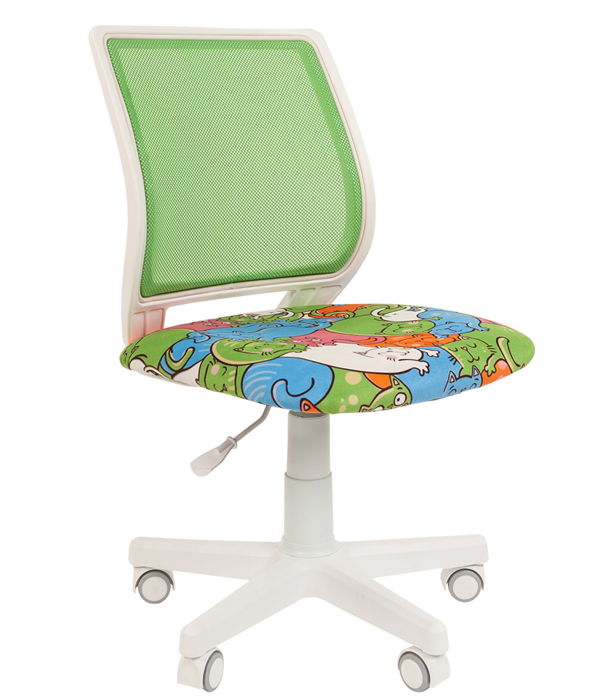 Кресло детское CHAIRMAN KIDS 112 White Ткань велюр с рисунком котики
