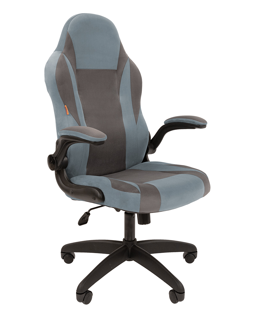 Кресло игровое Chairman Game 55 Ткань велюр T-71 голубой / Т-55 серый