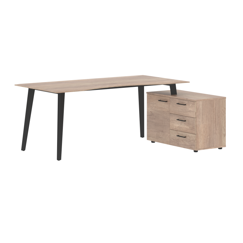 Стол руководителя с тумбой JCT 1813(R) Дуб Каньон/Антрацит 1800х1300х750 JAY