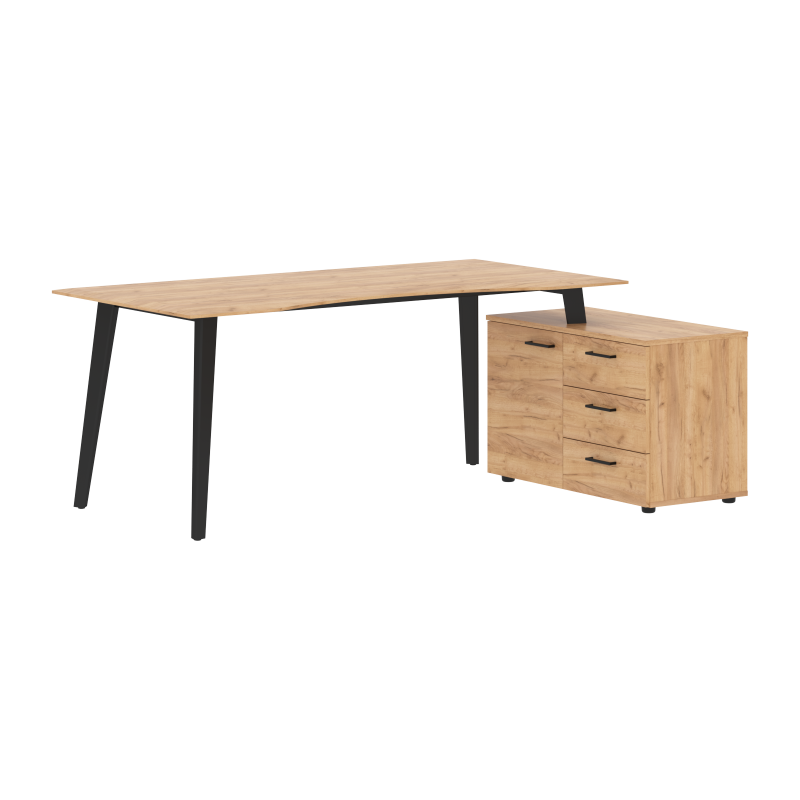 Стол руководителя с тумбой JCT 1813(R) Дуб Бофорд/Антрацит 1800х1300х750 JAY