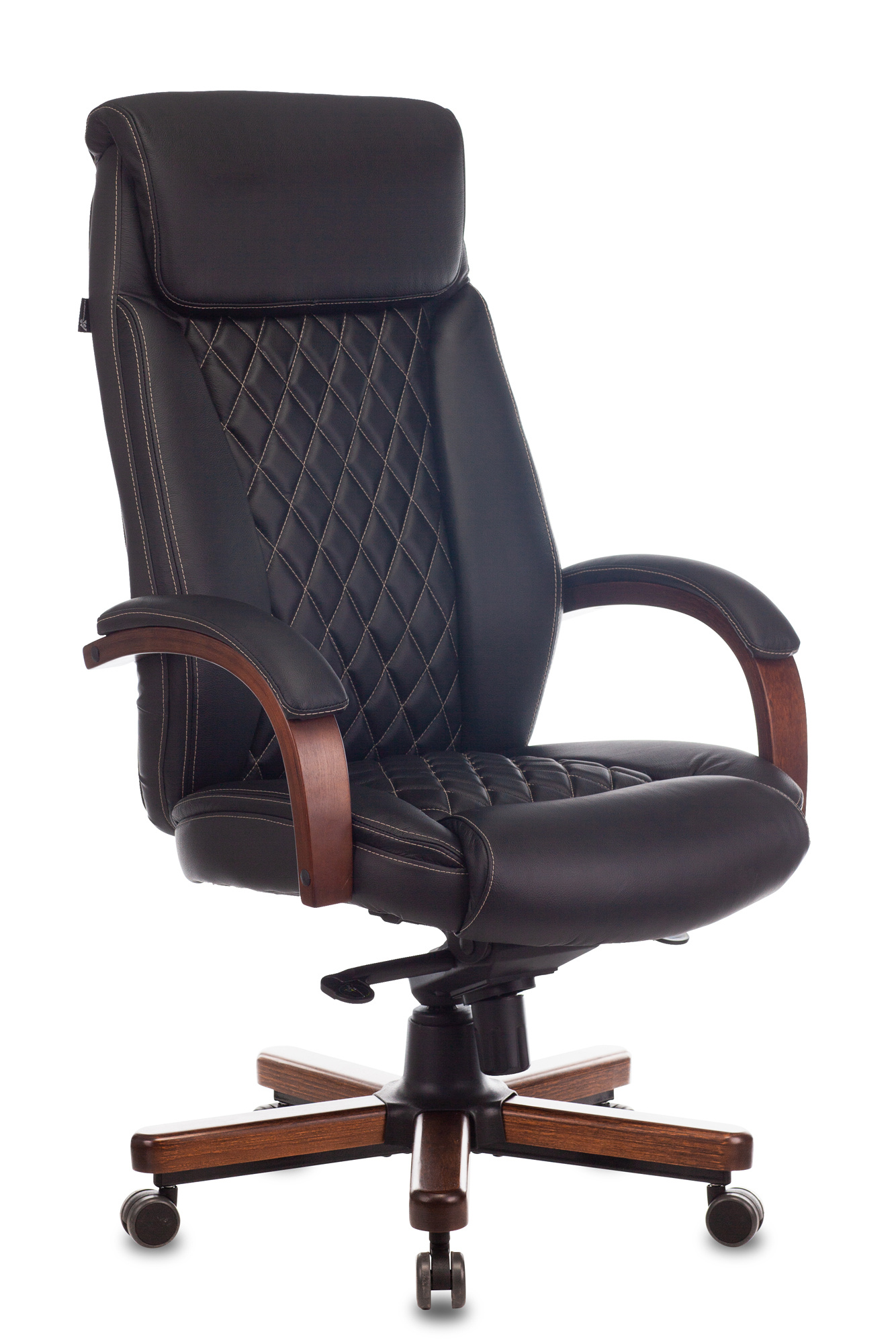 Кресло руководителя Бюрократ T-9924 WALNUT черный кожа