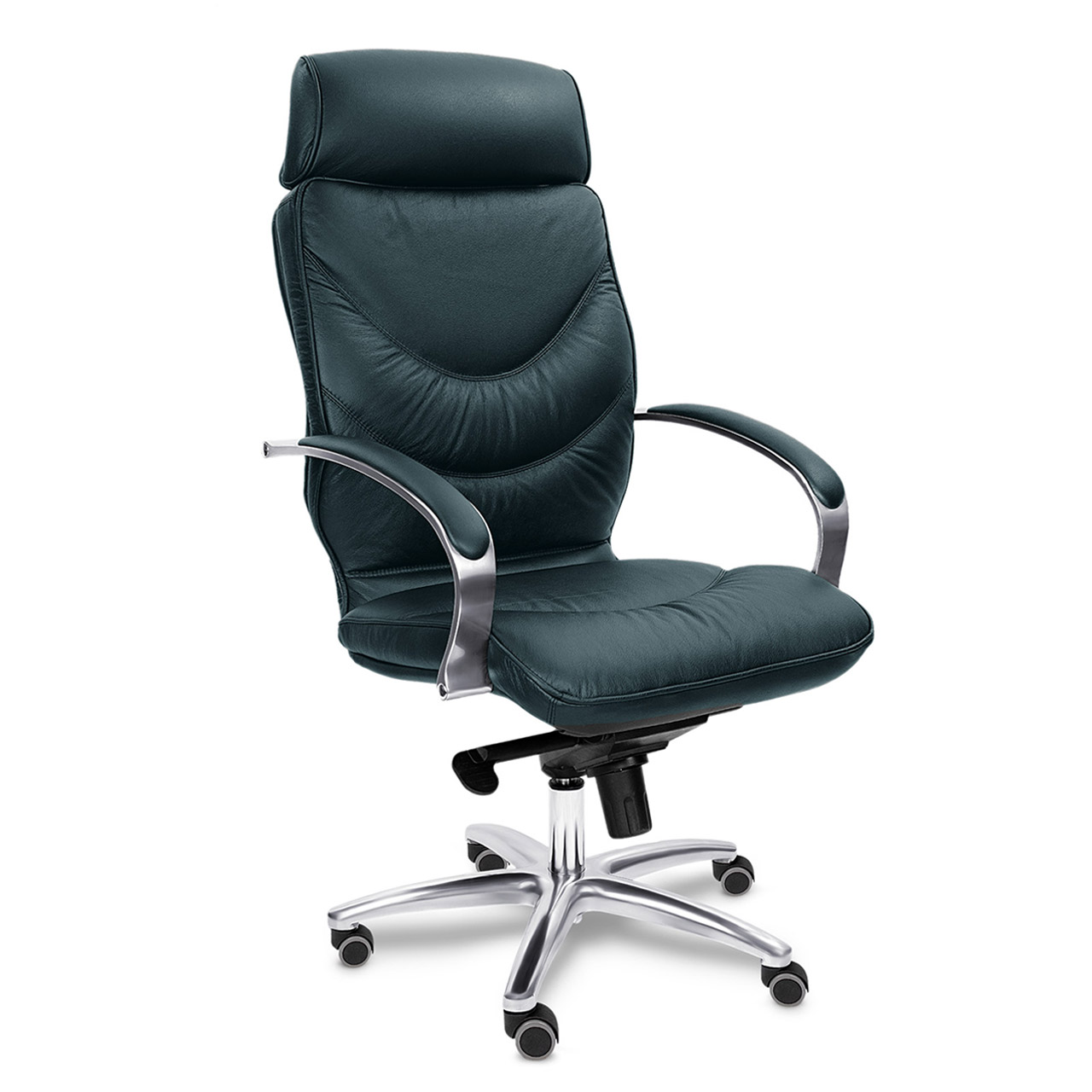 Кресло руководителя LEEDS CHROME A кожа Madras Verde+к/з/хром