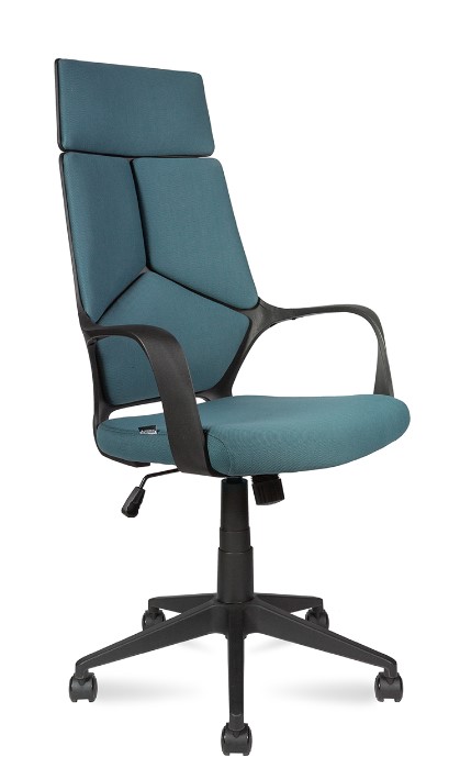 Кресло руководителя IQ / (black plastic blue) черный пластик / голубая ткань