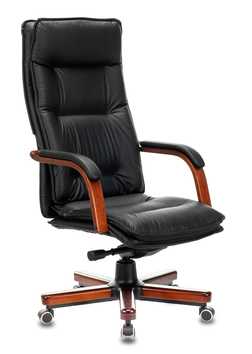 Кресло руководителя Бюрократ T-9927 WALNUT черный кожа