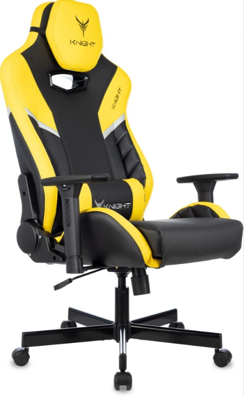 Кресло игровое Knight Thunder 5X черный/желтый эко.кожа