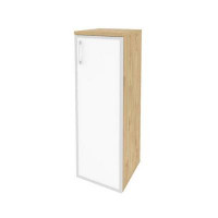 Onix Шкаф средний узкий правый O.SU-2.4 R (R) white Тиквуд Светлый/Стекло White 400*420*1207