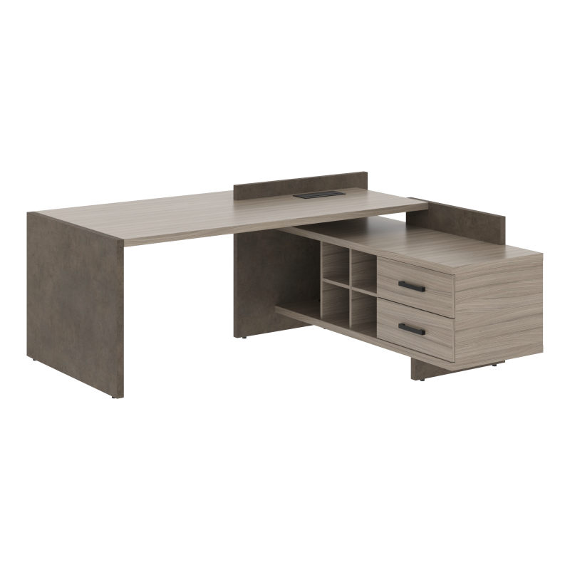 Стол СФ-531211 Дрифтвуд /Бетон чикаго темно-серый 2000х1798х840 WOOD&STONE