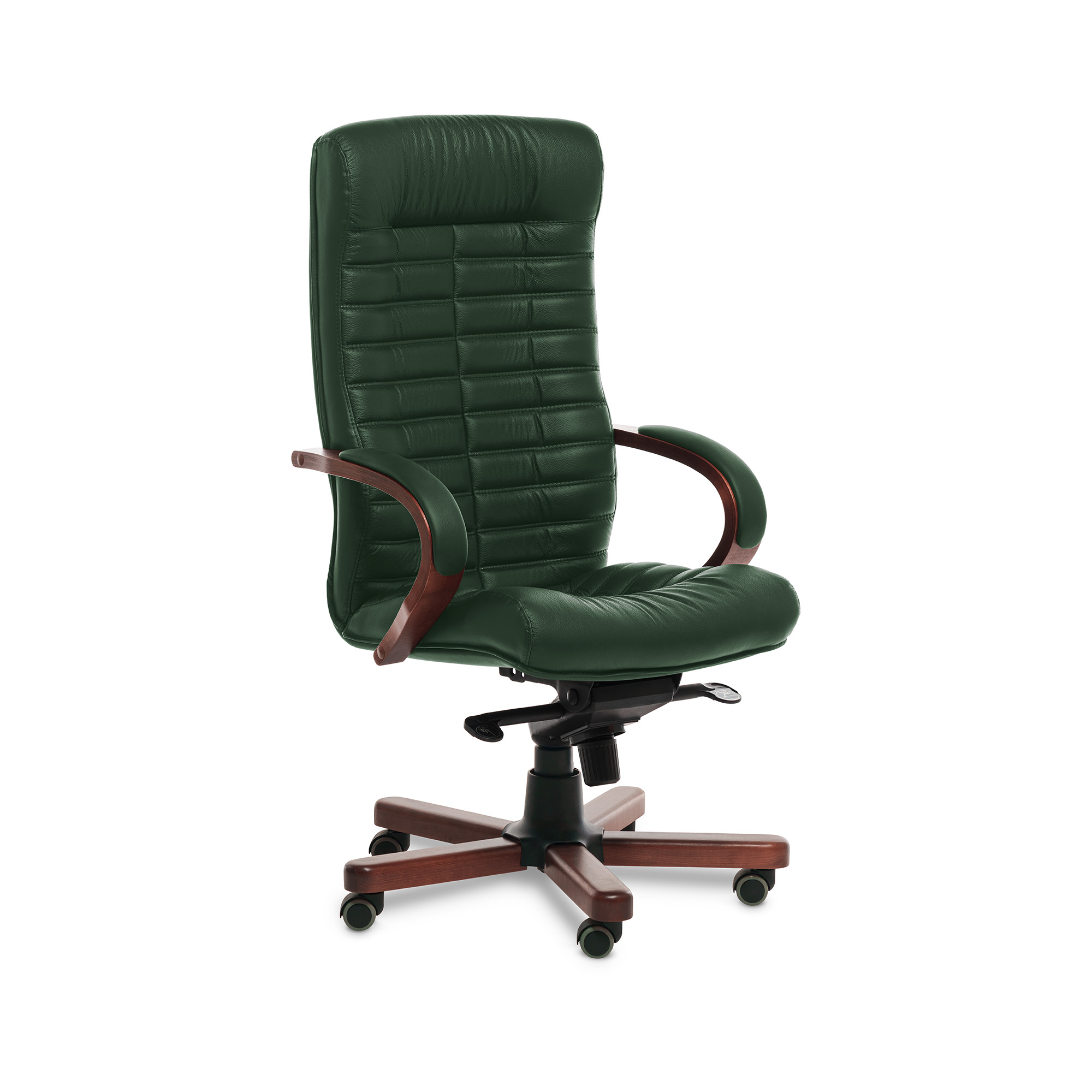 Кресло руководителя ORION WOOD A кожа Madras Verde+к/з/т.орех