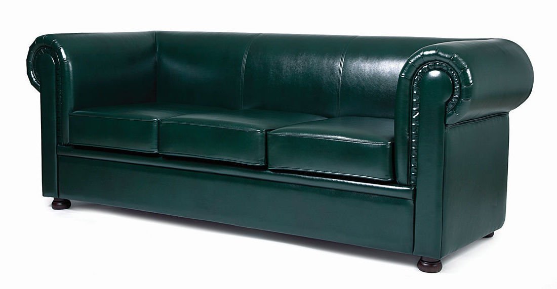 Диван трехместный Chairman Честер лайт 2200х900х800 кожа/кз CONSUL GREEN