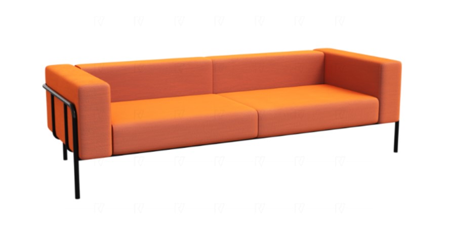 Диван трехместный Flex FLX-3 Velvet Lux 72/Металл Черный