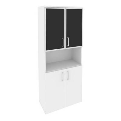 Onix Шкаф высокий широкий O.ST-1.4 R black Белый Бриллиант/Cтекло Black 800*420*1977