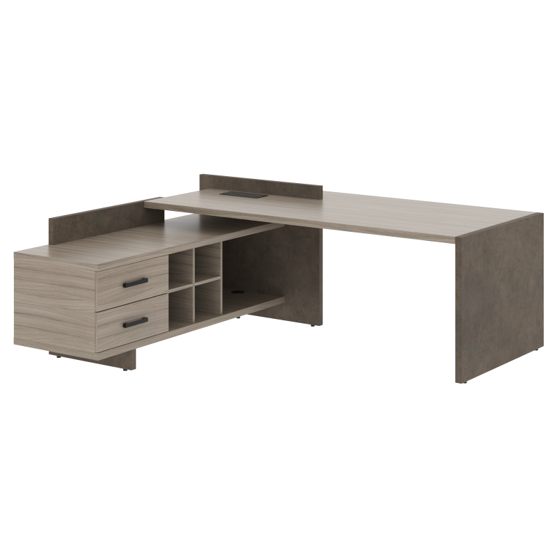 Стол СФ-531202 Дрифтвуд /Бетон чикаго темно-серый 2200х1996х840 WOOD&STONE