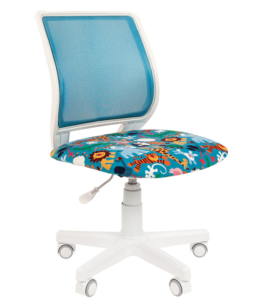 Кресло детское CHAIRMAN KIDS 112 WHITE Ткань велюр с рисунком зоопарк