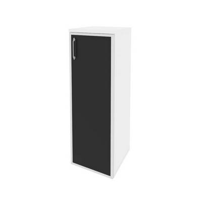 Onix Шкаф средний узкий правый O.SU-2.4 R (R) black Белый Бриллиант/Cтекло Black 400*420*1207