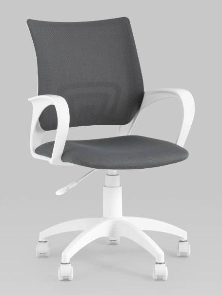 Кресло офисное TopChairs ST-BASIC-W серая ткань 26-25 крестовина белый пластик