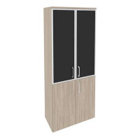 Onix Шкаф высокий широкий O.ST-1.2 R black Дуб Аттик/Cтекло Black 800*420*1977