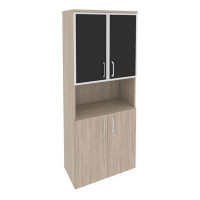 Onix Шкаф высокий широкий O.ST-1.4 R black Дуб Аттик/Cтекло Black 800*420*1977