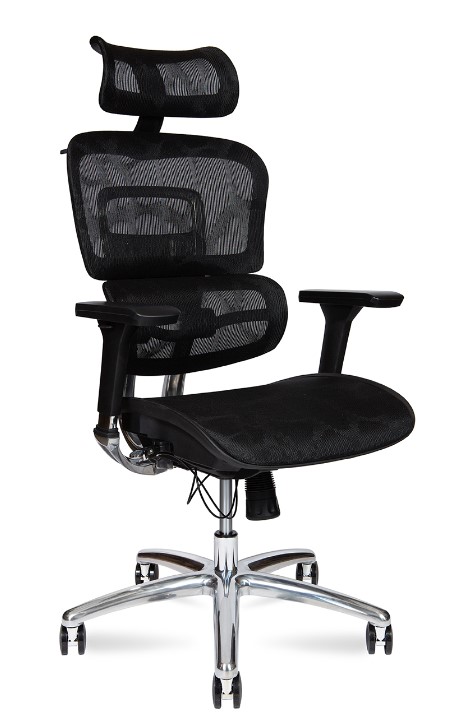 Кресло руководителя Kron aluminium black / черный пластик / черная сетка / алюминиевая база