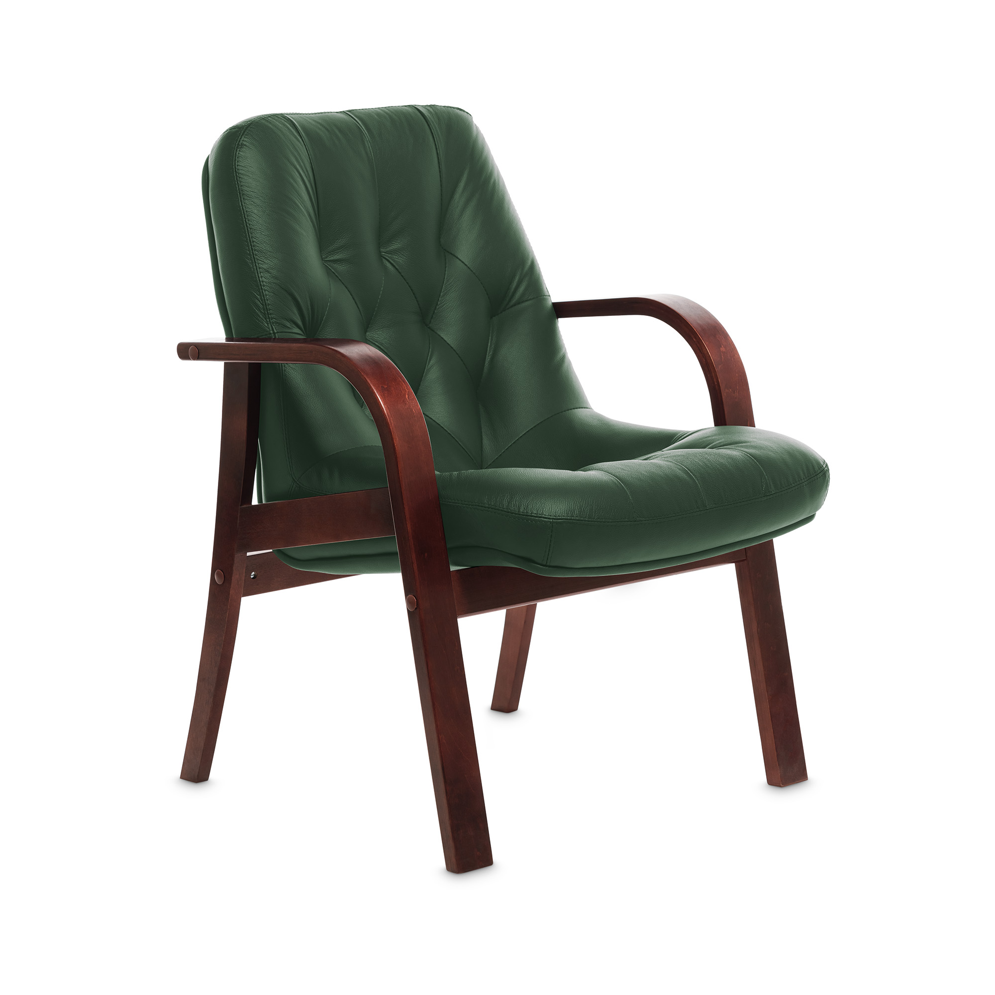 Стул для посетителя PREMIER D кожа Madras Verde+к/з/т.орех