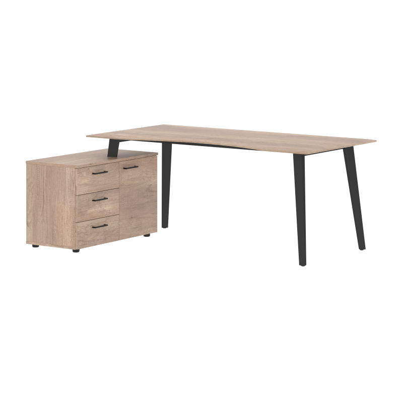 Стол руководителя с тумбой JCT 1813(L) Дуб Каньон/Антрацит 1800х1300х750 JAY