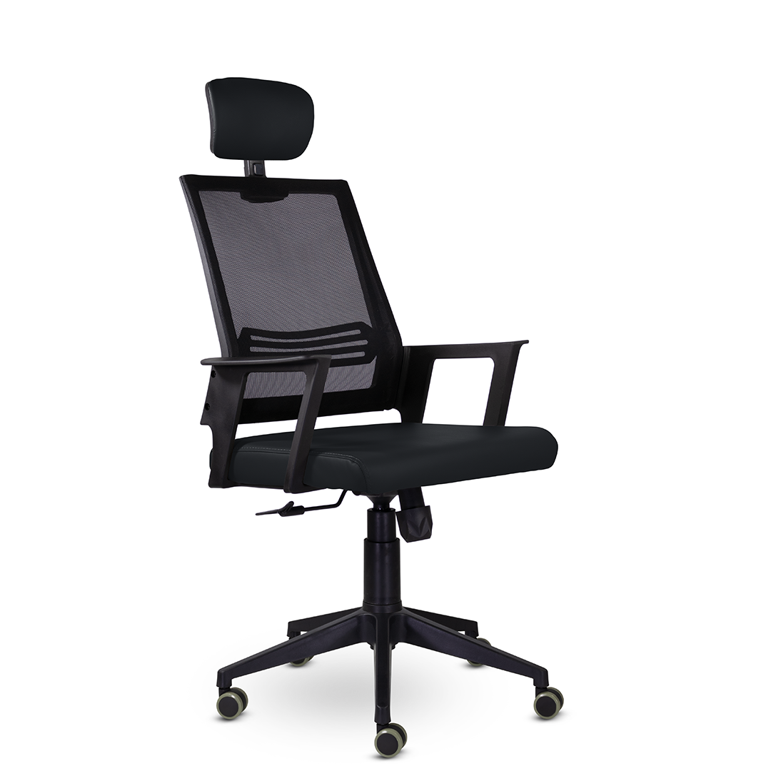Кресло офисное М-808 Аэро/Aero blackPL пластик Ср S-0401/NET202/S-0401 (черный)
