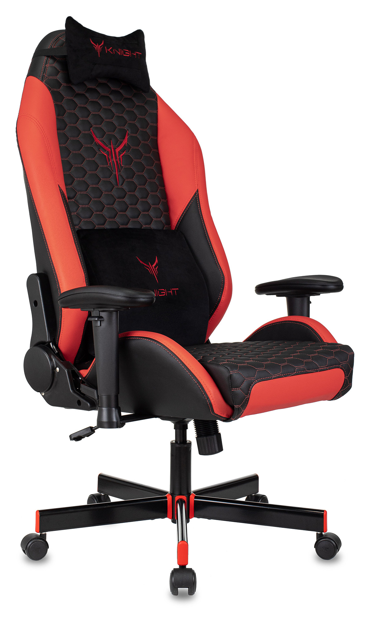 Кресло игровое Knight Neon черный/красный соты эко.кожа