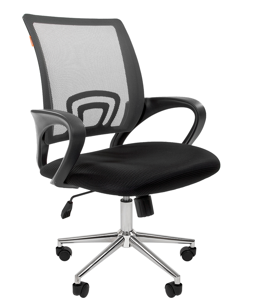 Кресло офисное Chairman 696 хром Сетчатый акрил TW-04 серый / Ткань TW-11 черный
