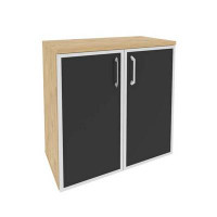 Onix Шкаф низкий широкий O.ST-3.2 R black Тиквуд Светлый/Стекло Black 800*420*823