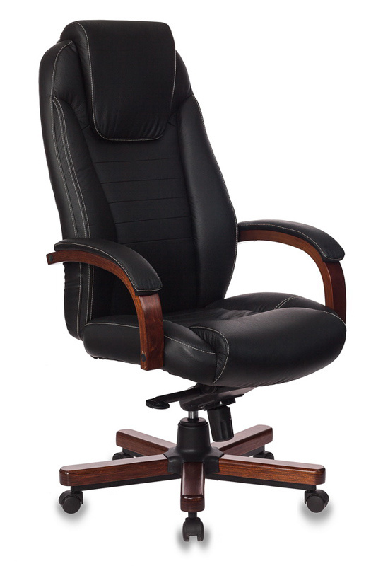 Кресло руководителя Бюрократ T-9923 WALNUT черный кожа