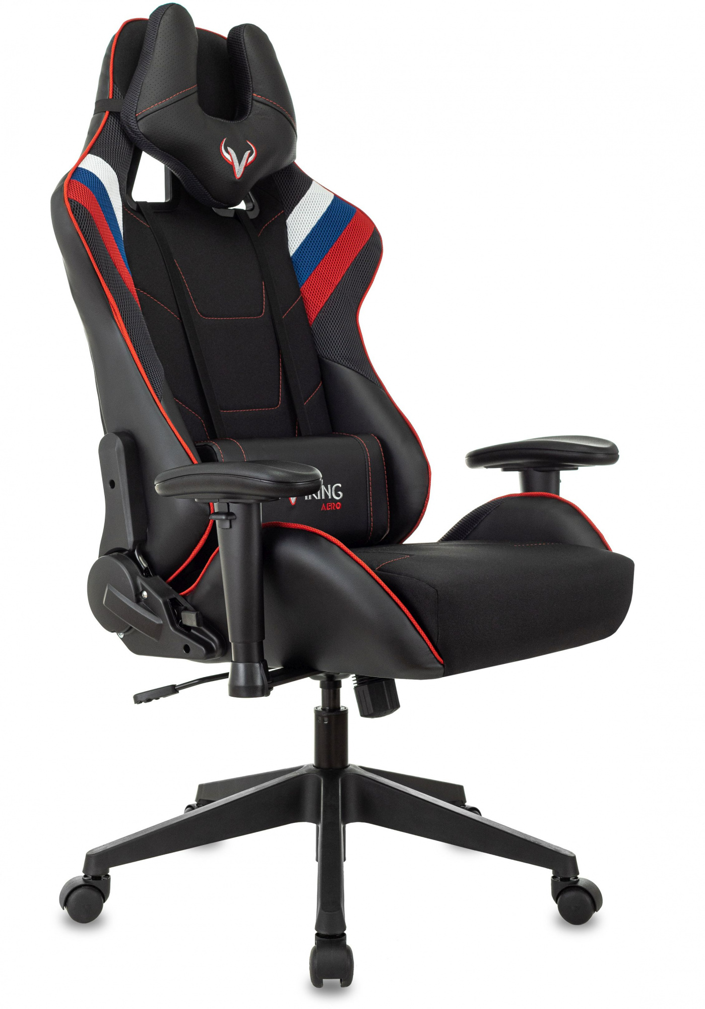 Кресло игровое Zombie VIKING 4 AERO белый/синий/красный ткань/эко.кожа