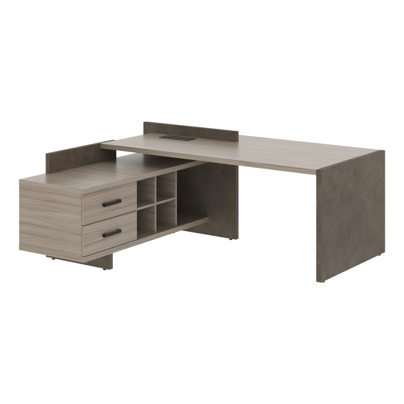 Стол СФ-531212 Дрифтвуд /Бетон чикаго темно-серый 2000х1798х840 WOOD&STONE