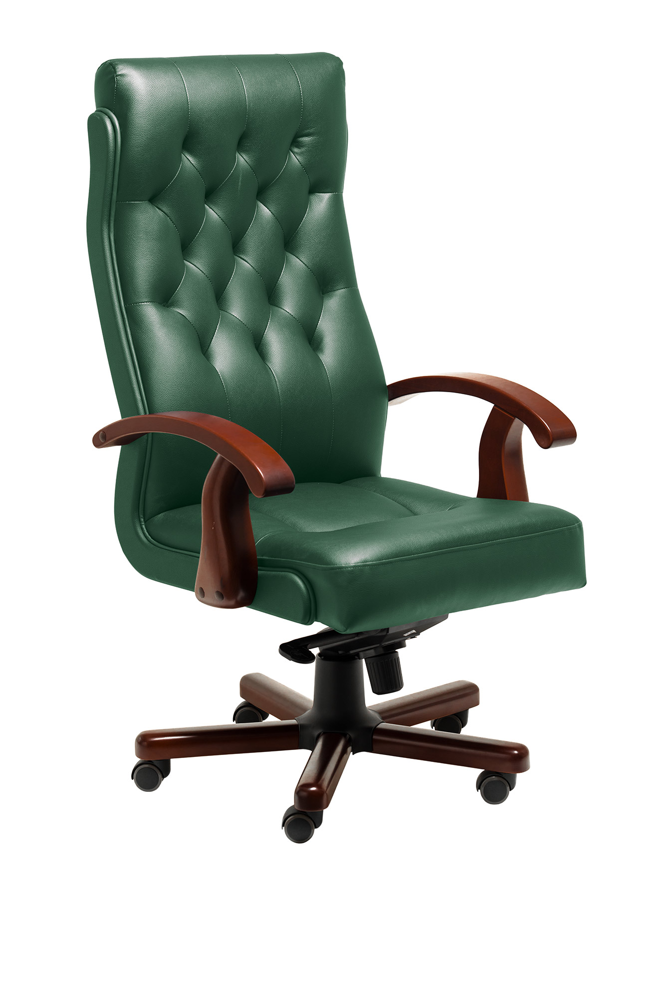 Кресло руководителя DARWIN A кожа Madras Verde+к/з/т.орех