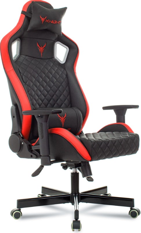 Кресло игровое Knight OUTRIDER черный/красный ромбик эко.кожа