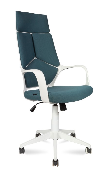 Кресло руководителя IQ / (White plastic blue) белый  пластик / голубая ткань