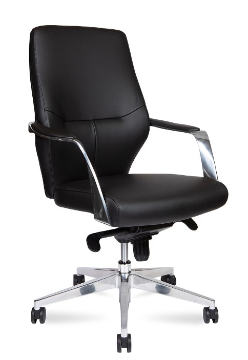 Кресло руководителя Capital LB-Black / алюминиевая  база / черная экокожа