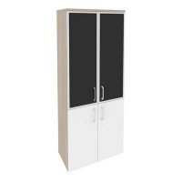 Onix Шкаф высокий широкий O.ST-1.2 R black Дуб Аттик/Белый Бриллиант/Cтекло Black 800*420*1977