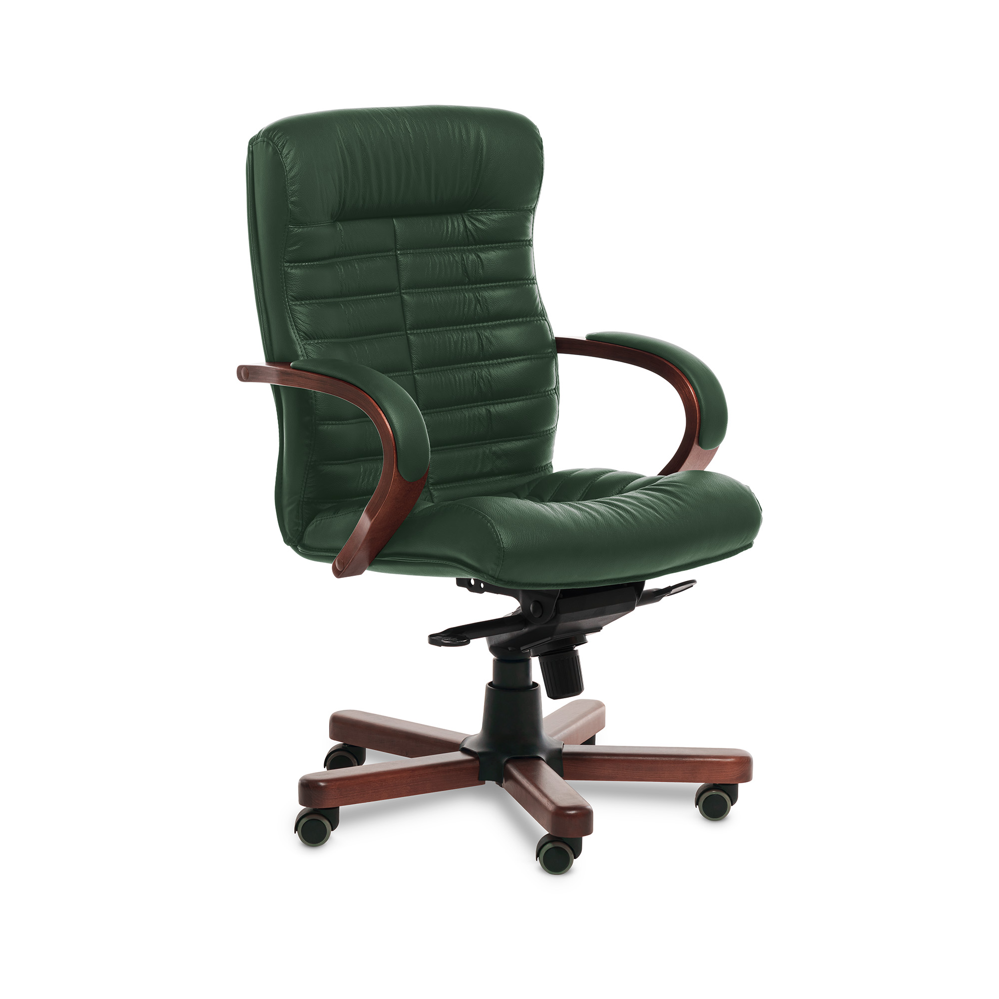 Кресло руководителя ORION WOOD B кожа Madras Verde+к/з/т.орех