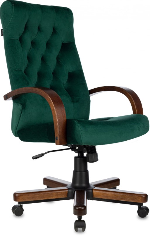 Кресло руководителя Бюрократ T-9928 WALNUT Fabric зеленый Italia Green