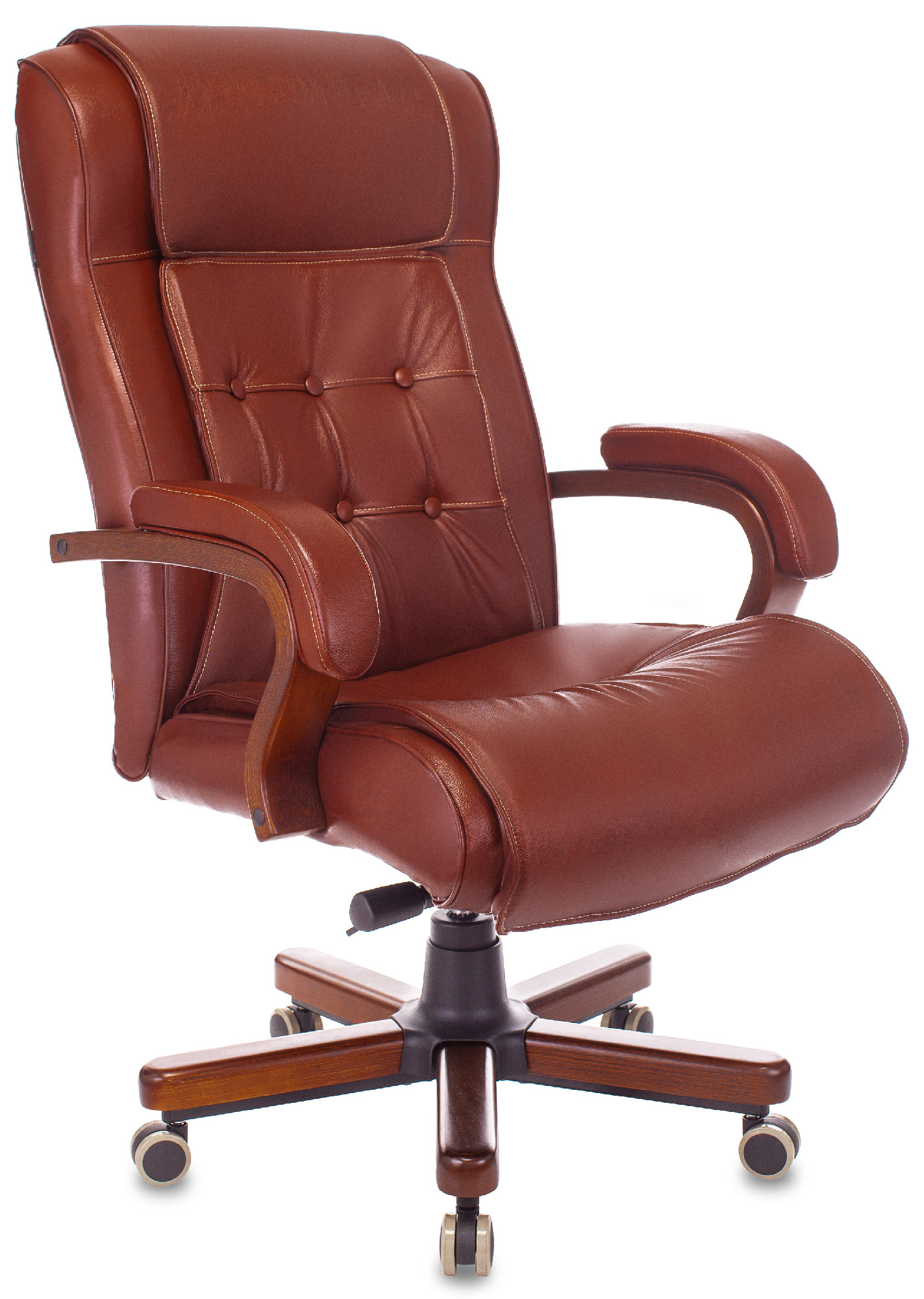 Кресло руководителя Бюрократ T-9926 WALNUT светло-коричневый Leather Eichel кожа