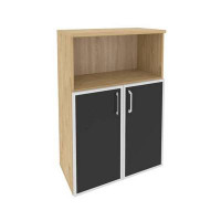 Onix Шкаф средний широкий O.ST-2.2 R black Тиквуд Светлый/Стекло Black 800*420*1207
