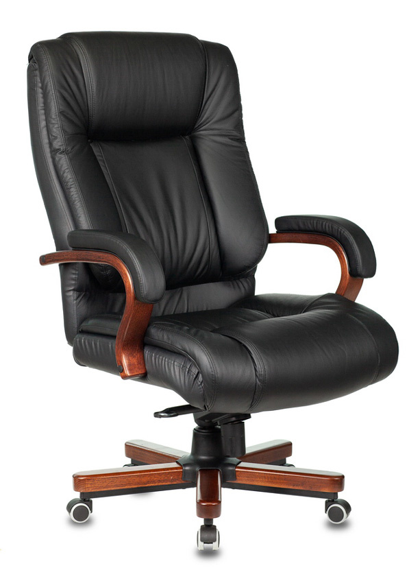 Кресло руководителя Бюрократ T-9925 WALNUT черный кожа