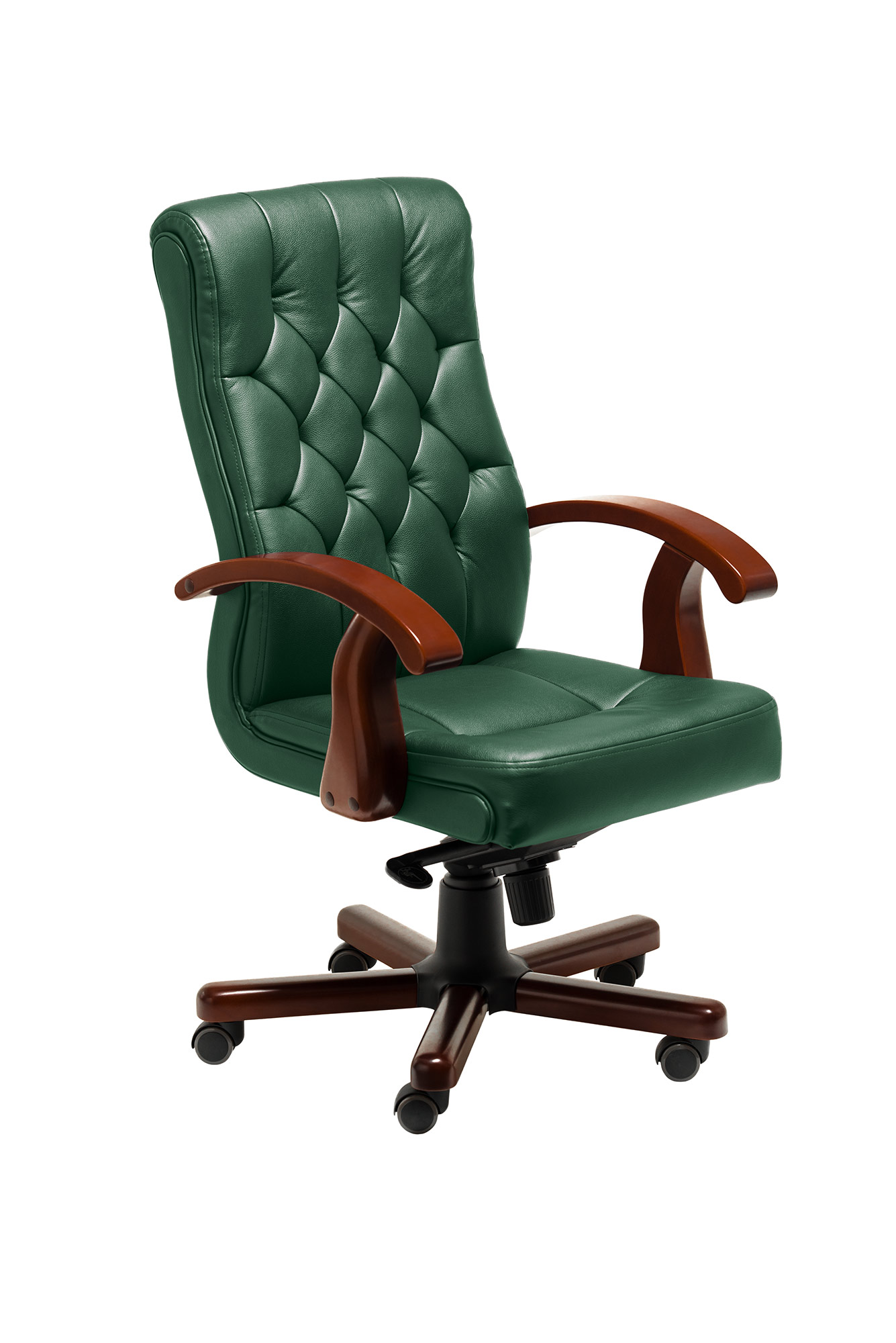 Кресло руководителя DARWIN B кожа Madras Verde+к/з/т.орех