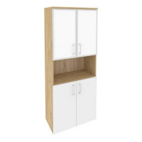 Onix Шкаф высокий широкий O.ST-1.4 R white Тиквуд Светлый/Белый Бриллиант/Стекло White 800*420*1977