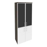 Onix Шкаф высокий широкий O.ST-1.2 R black Дуб Мали/Белый Бриллиант/Cтекло Black 800*420*1977
