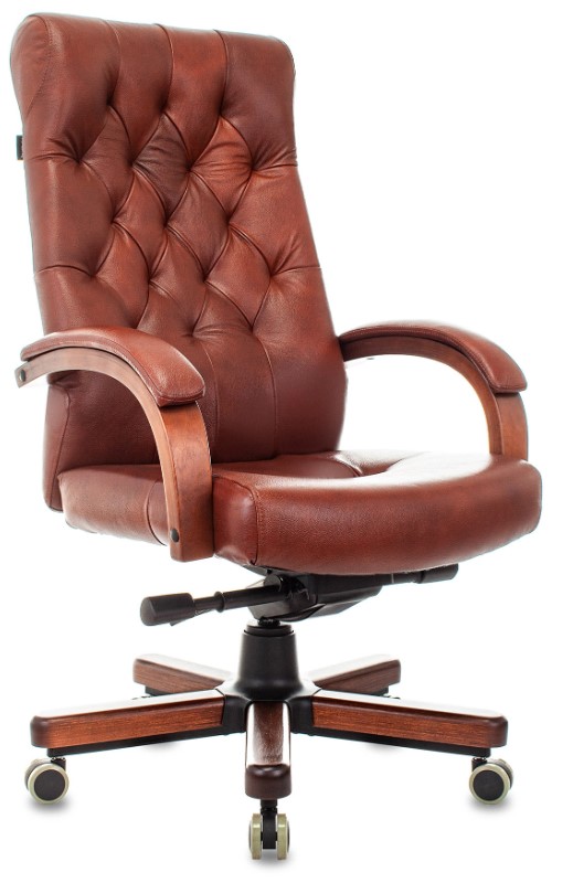 Кресло руководителя Бюрократ T-9928 WALNUT светло-коричневый Leather Eichel кожа