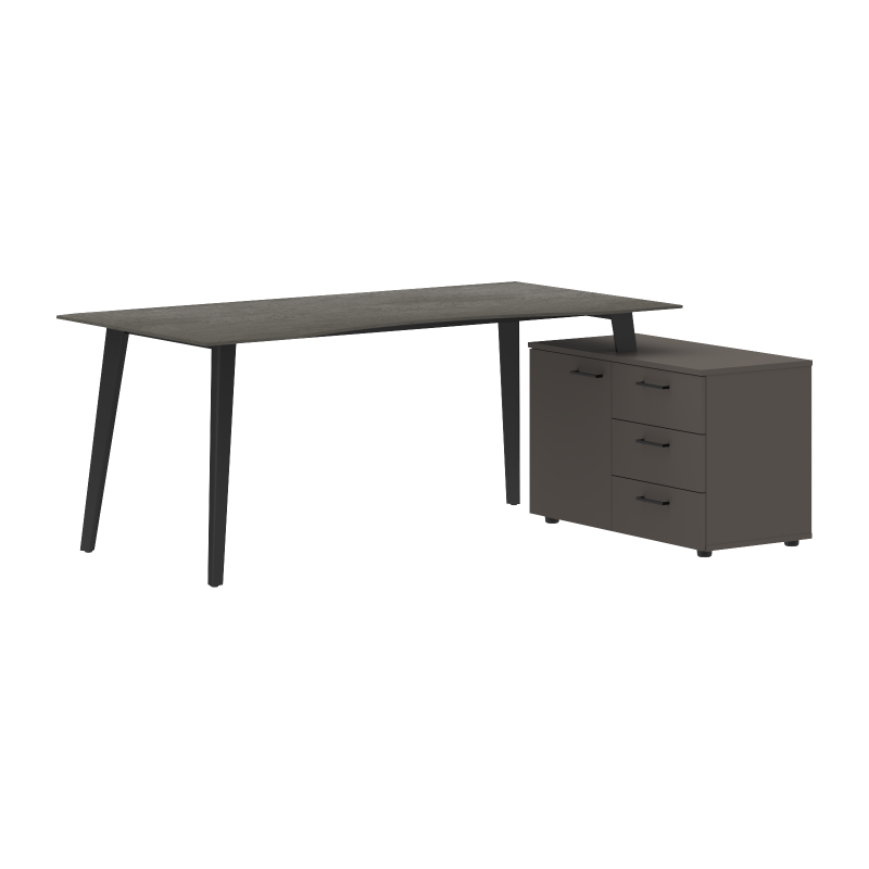 Стол руководителя с тумбой JCT 1813(R) Орех Мокко/Антрацит 1800х1300х750 JAY