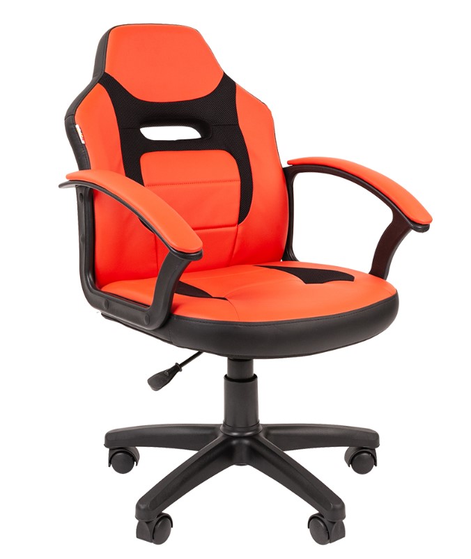 Кресло детское CHAIRMAN KIDS 110 Экокожа красный / Экокожа черный / Ткань TW-11 черный