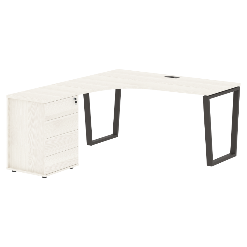 Стол эргономичный с тумбой EVCET 1518(L) Ясень Траун/Мокко 1560х1880х750 EDIS
