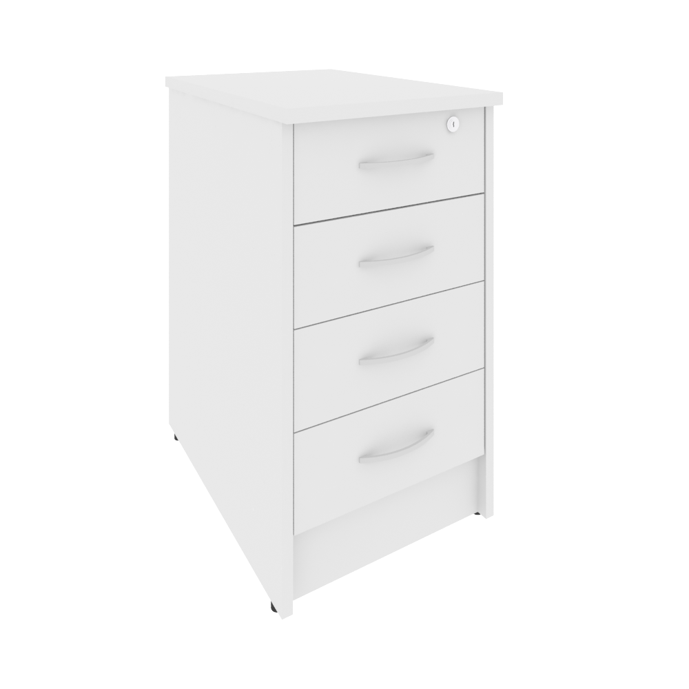 Riva Тумба приставная с фолдингом (4 ящика, с замком) А.ТП-4.1F-S Белый 412*600*750